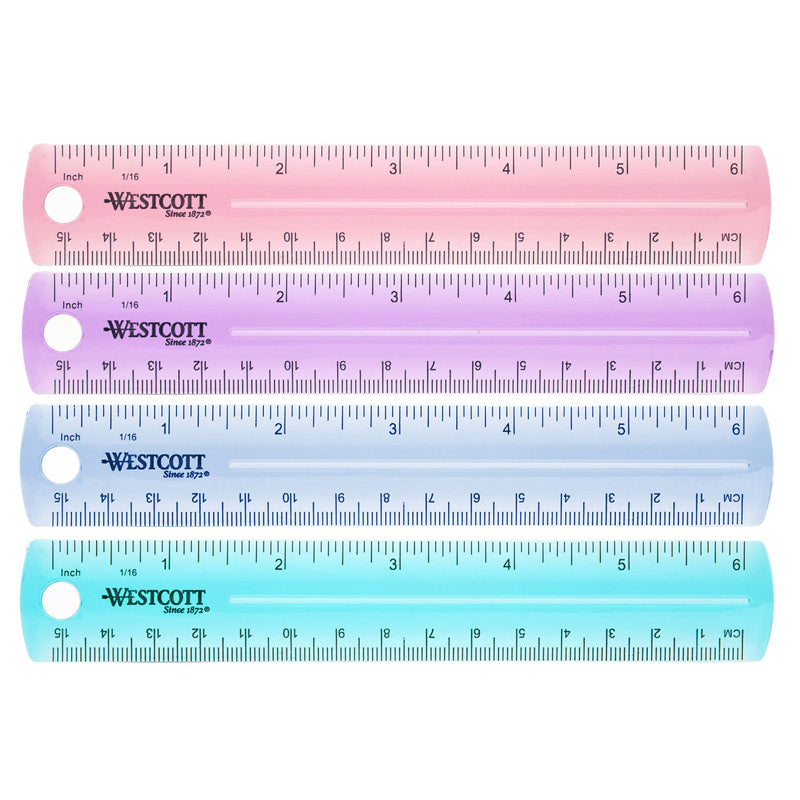 6" Plastic Ruler, Assorted Colors