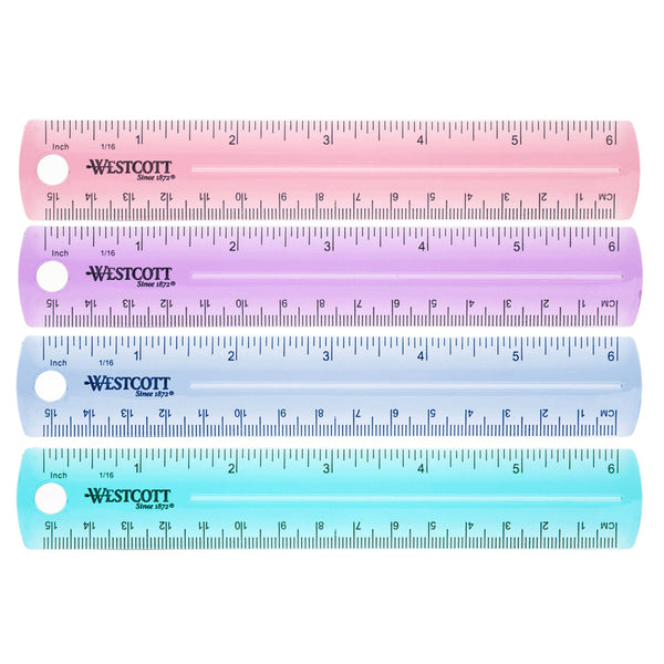 6" Plastic Ruler, Assorted Colors