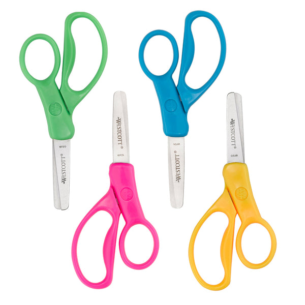 School Left and Right Handed Kids Scissors, 5", Blunt, Colors Vary