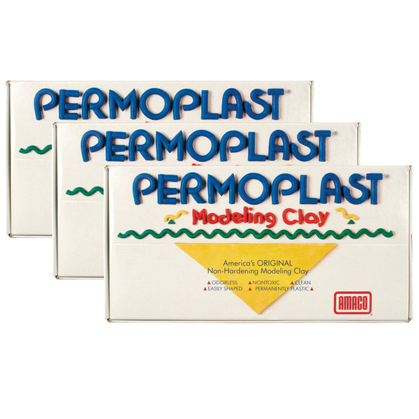 Permoplast Modeling Clay, Cream, 1 lb. Per Box, 3 Boxes