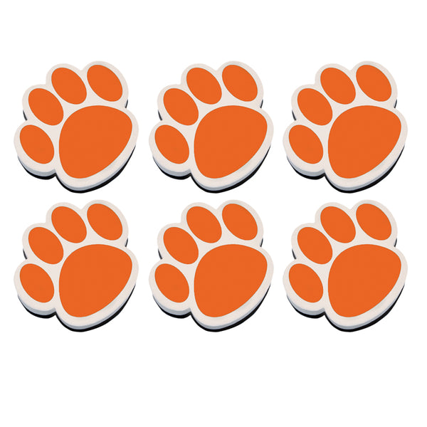 Magnetic Whiteboard Eraser, Orange Paw, Pack of 6