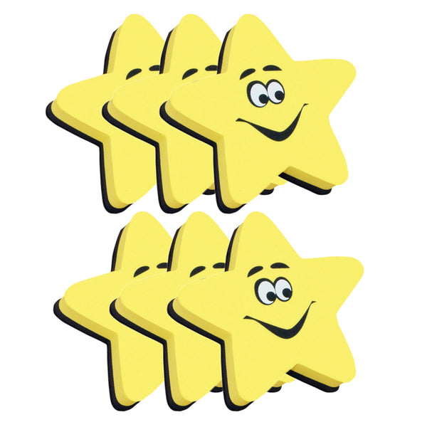 Magnetic Whiteboard Eraser, Star, Pack of 6