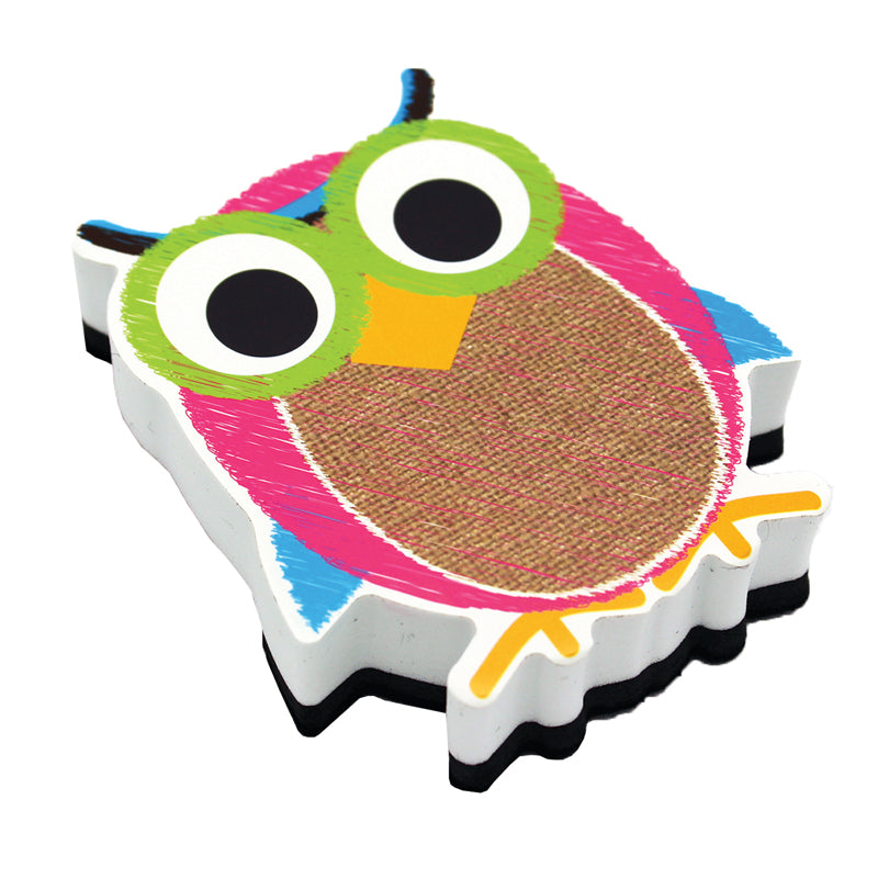 Magnetic Whiteboard Eraser, Burlap Scribble Owl