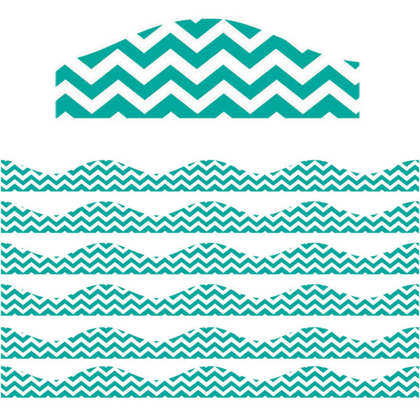 Magnetic Border, Turquoise Chevron, 12 Feet Per Pack, 6 Packs