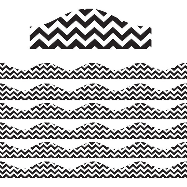 Magnetic Border, Black Chevron, 12 Feet Per Pack, 6 Packs