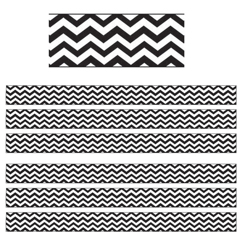 Magnetic Magi-Strips, Black Chevron, 12 Feet Per Pack, 6 Packs