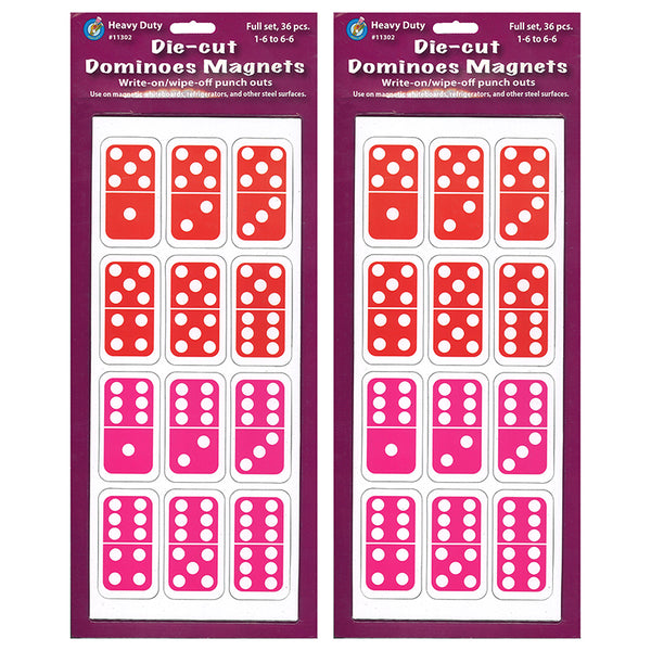 Die-Cut Magnetic Dominoes, 36 Per Pack, 2 Packs