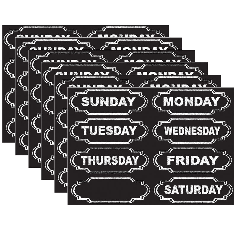 Die-Cut Chalkboard Days of the Week Magnets, 8 Per Pack, 6 Packs