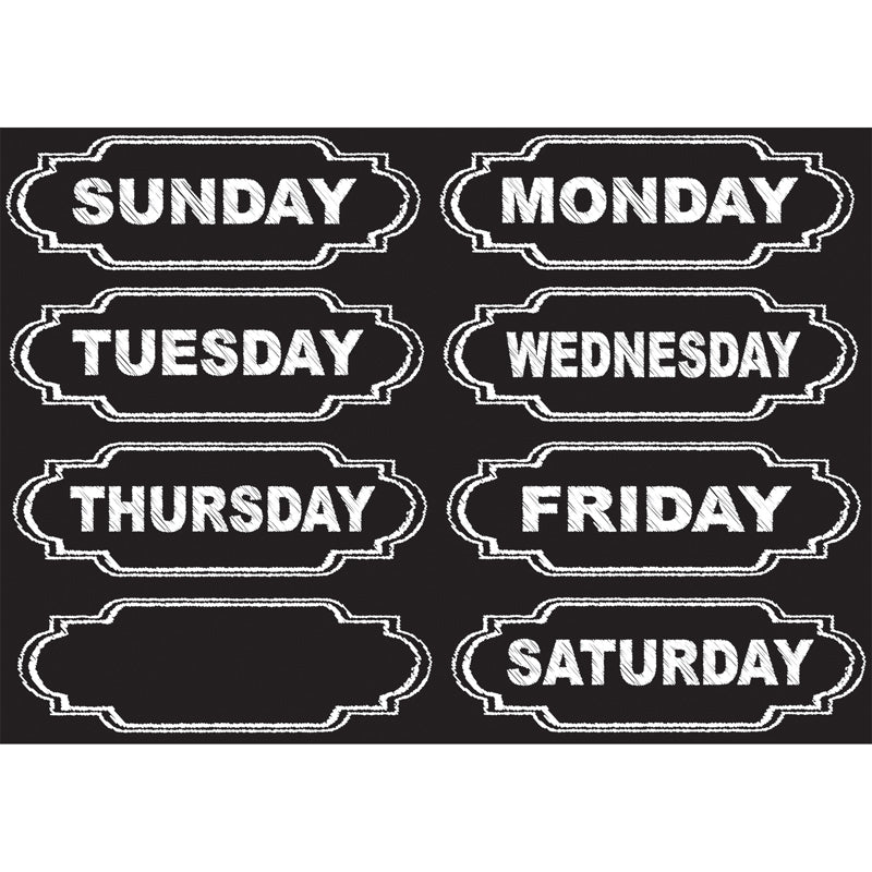 Die-Cut Magnets, Chalkboard Days of the Week, 8 Pieces