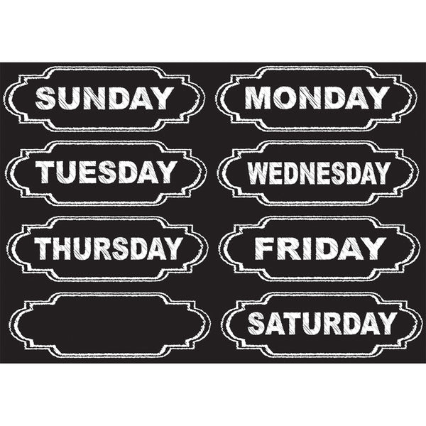 Die-Cut Magnets, Chalkboard Days of the Week, 8 Pieces