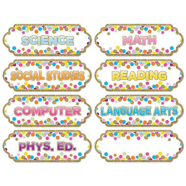 Magnetic Die-Cut Timesavers & Labels, Confetti Classroom Subjects