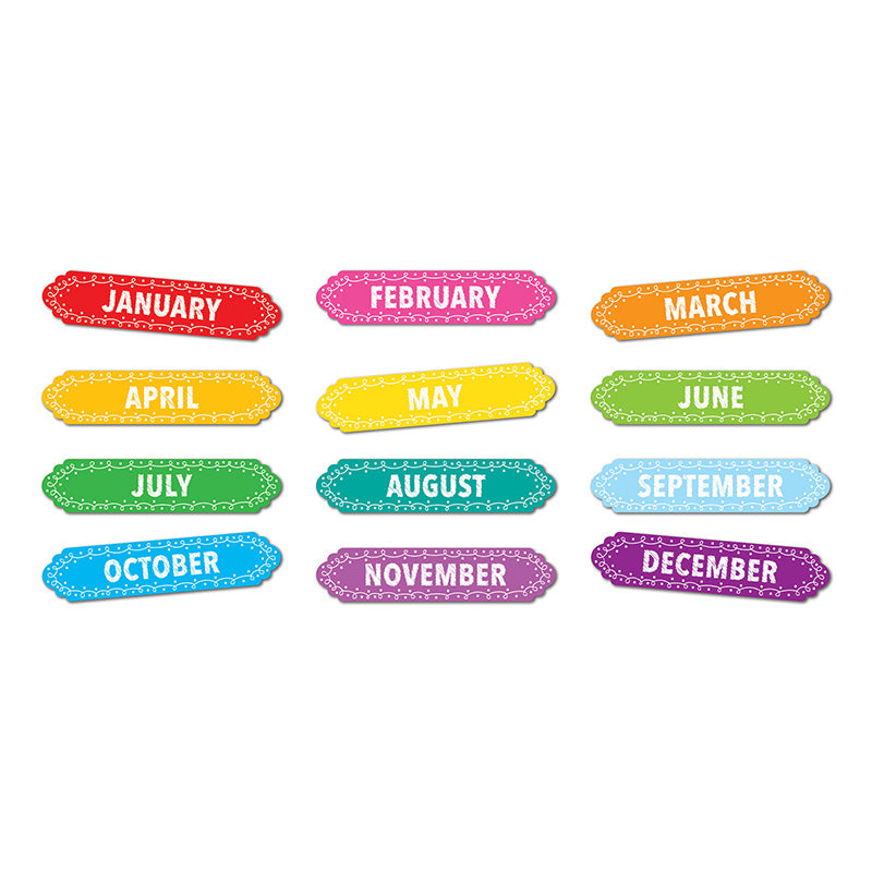 Magnetic Die-Cut Timesavers & Labels, Months of the Year, Chalk Loops, 12 Pieces