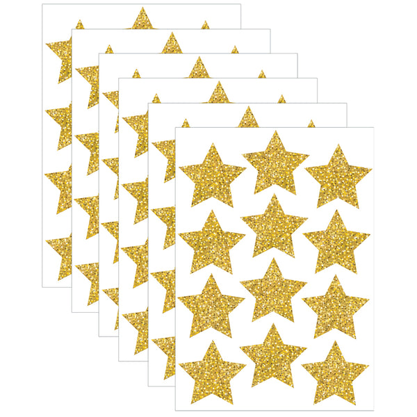 Die-Cut Magnets, 3" Gold Sparkle Stars, 12 Per Pack, 6 Packs