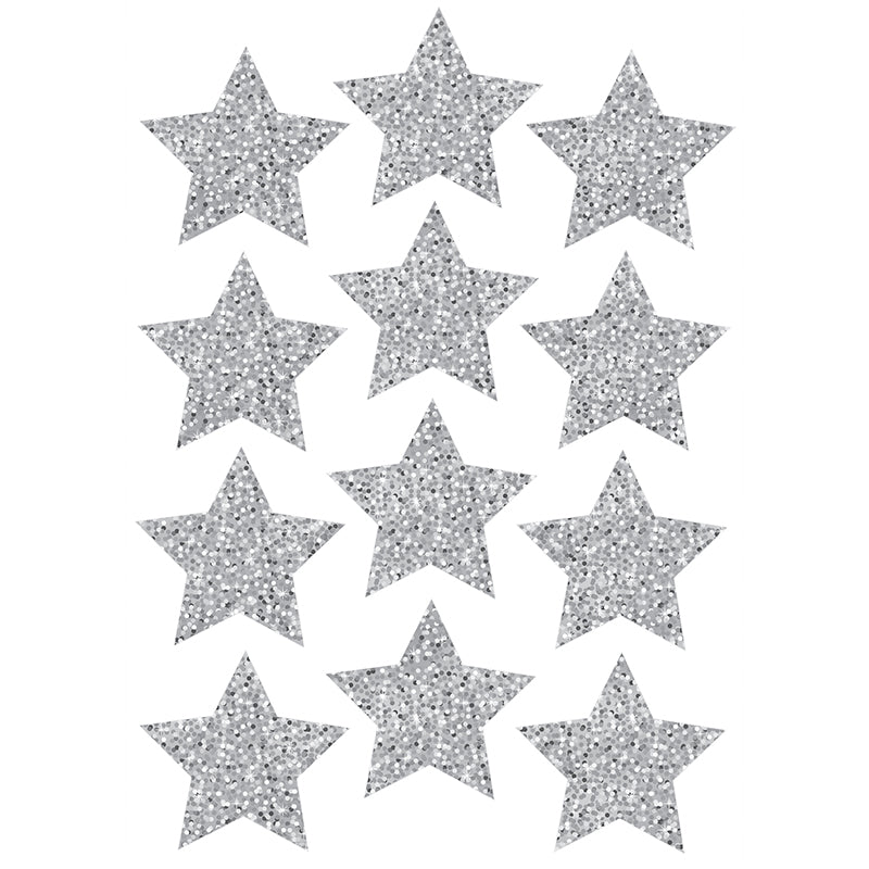 Die-Cut Magnets, 3" Silver Sparkle Stars, Pack of 12