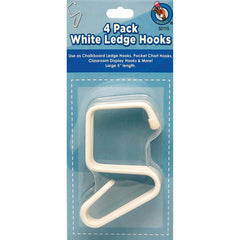 Classroom Ledge Hooks for Chalkboard Trays, White, 4-Pack