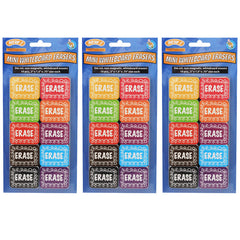 Non-Magnetic Mini Whiteboard Erasers, Chalk Loop, 10 Per Pack, 3 Packs