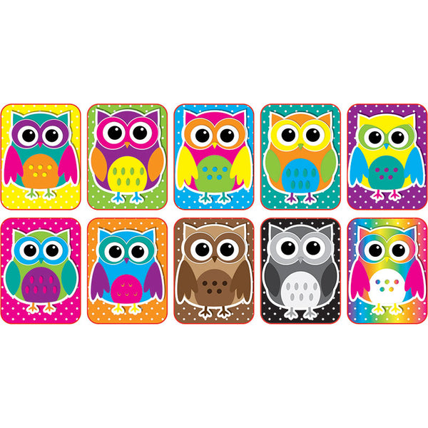 Non-Magnetic Mini Whiteboard Erasers, Color Owls, Pack of 10