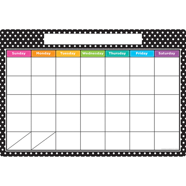 Smart Poly™ Chart, 13" x 19", B&W Polka Dots Calendar