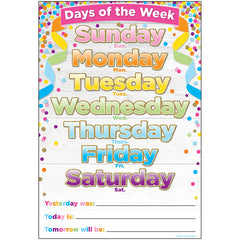 Smart Poly™ Chart, 13" x 19", Confetti Days of the Week