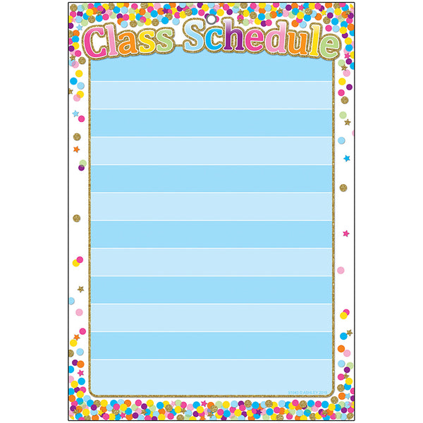 Smart Poly™ Chart, 13" x 19", Confetti Class Schedule, w/Grommet