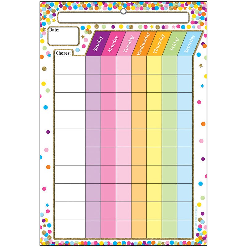 Smart Poly™ Chart, 13" x 19", Confetti Chores, w/Grommet