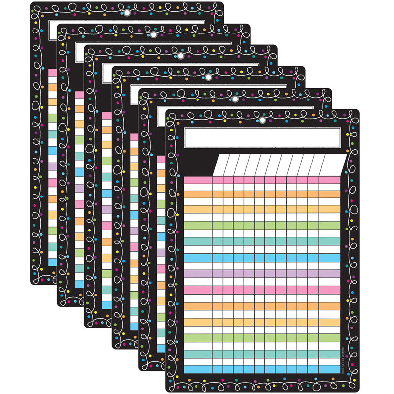 Smart Poly™ Chart, 13" x 19", Chalk Dots with Loops Incentive, w/Grommet, Pack of 6