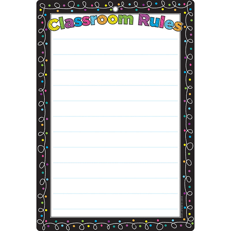 Smart Poly™ Chart, 13" x 19", Chalk Dots with Loops Classroom Rules, w/Grommet