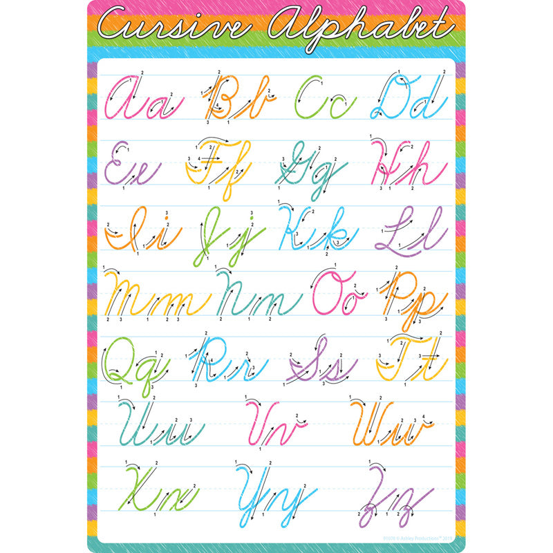 Smart Poly® Chart Cursive Alphabet, 13" x 19"