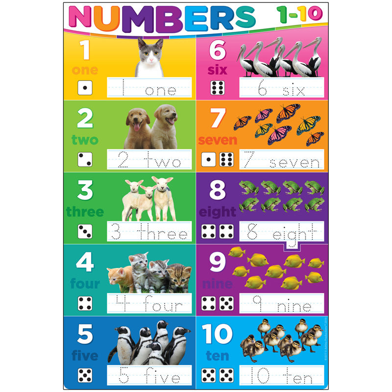 Smart Poly® Chart Numbers 1-10, 13" x 19"