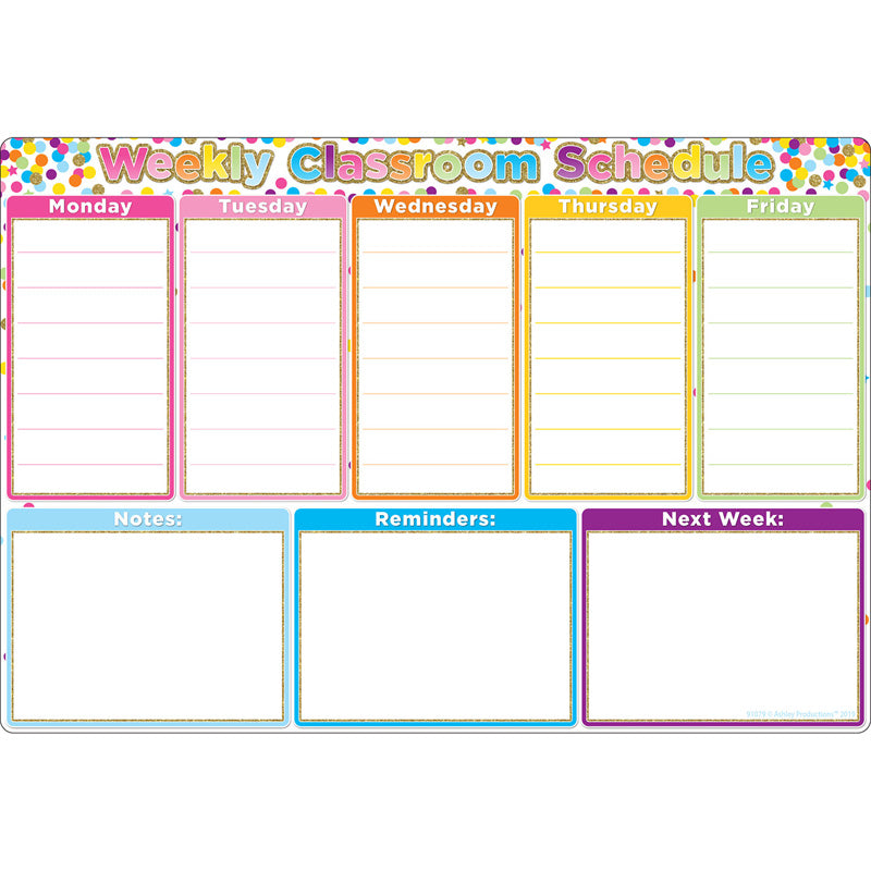 Smart Poly® Chart Confetti Weekly Schedule, 13" x 19"