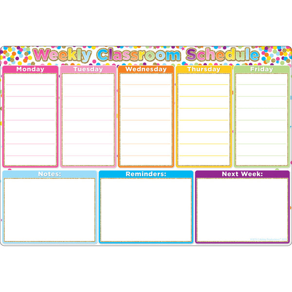 Smart Poly® Chart Confetti Weekly Schedule, 13" x 19"