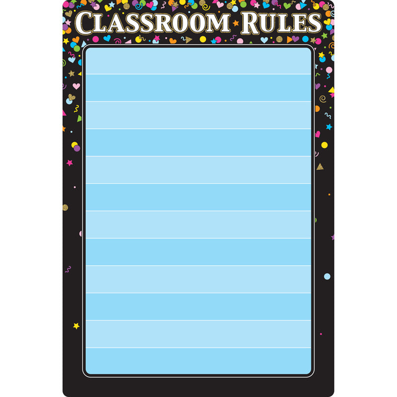 Smart Poly® Chart Black Confetti Classroom Rules, 13" x 19"