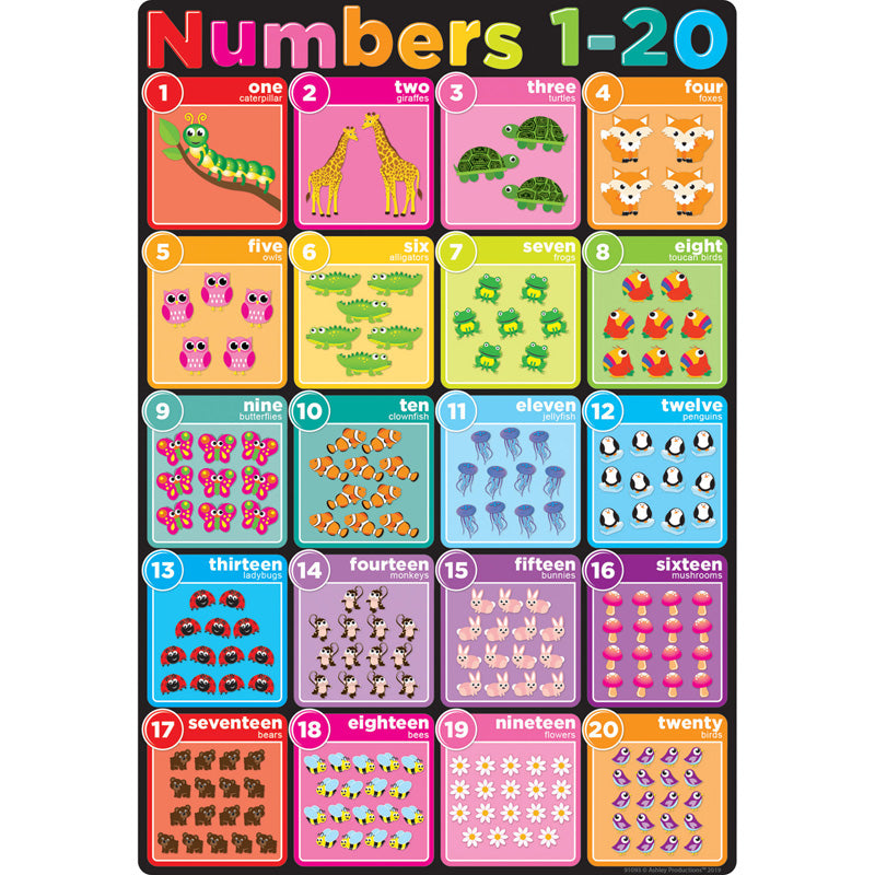 Smart Poly® Chart Numbers 1-20, 13" x 19"