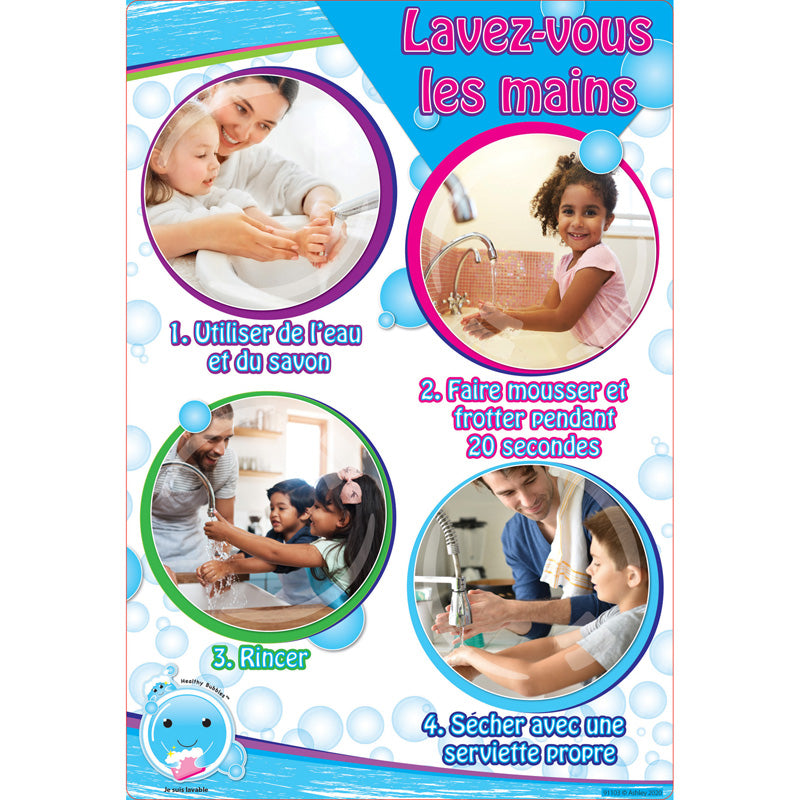 Healthy Bubbles™ Smart Poly™ Chart, French Version Wash Your Hands, 13" x 19"