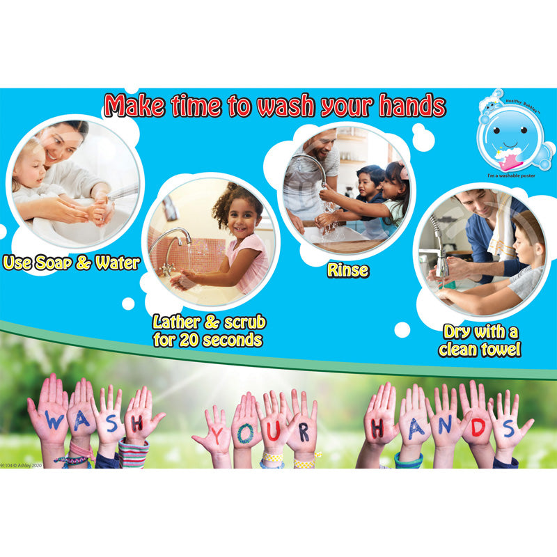 Healthy Bubbles™ Smart Poly™ Chart, Make Time to Wash Your Hands, 13" x 19"