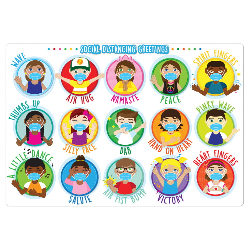 Healthy Bubbles™ Smart Poly™ Chart, Social Distancing Greetings, 13" x 19"