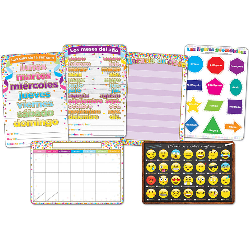 Smart Poly™ Spanish Classroom Charts, 13" x 19", Set of 6