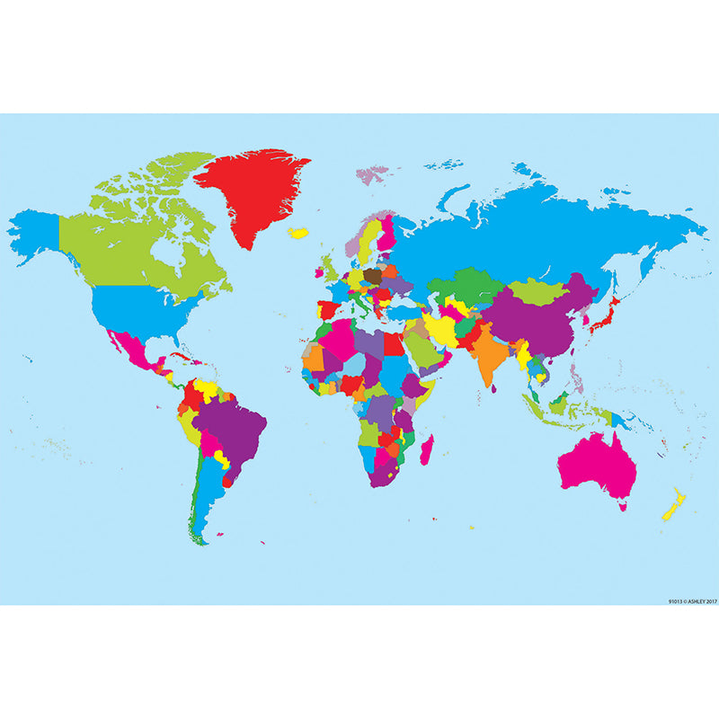 Smart Poly™ Charts, 13" x 19", World Map, Pack of 10