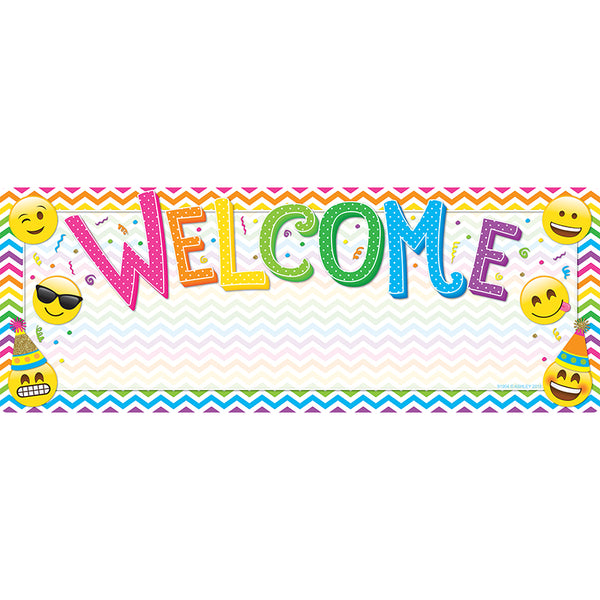 Smart Poly™ Welcome Banner, 9" x 24", Emoji