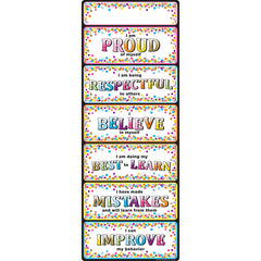 Smart Poly™ Clip Chart w/Grommet, 9" x 24", Confetti Positive Behavior