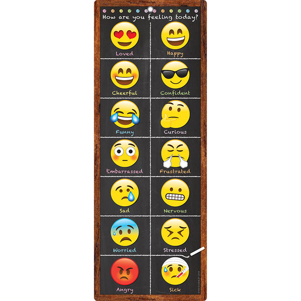 Smart Poly™ Clip Chart w/Grommet, 9" x 24", Emoji Feelings