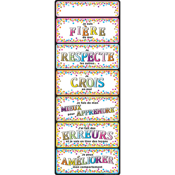 Smart Poly™ Clip Chart w/Grommet, 9" x 24", French Confetti Positive Behavior