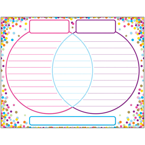 Smart Poly™ Confetti Venn Diagram Chart, Dry-Erase Surface, 17" x 22"