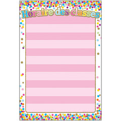 Smart Poly™ French Immersion Chart w/Grommet, 13" x 19", Confetti, Horaire des classes (Class Schedule)