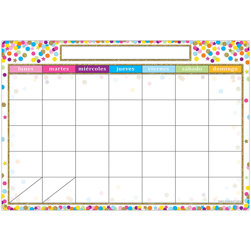 Smart Poly™ Spanish Chart, 13" x 19", Confetti, Calendario (Calendar)