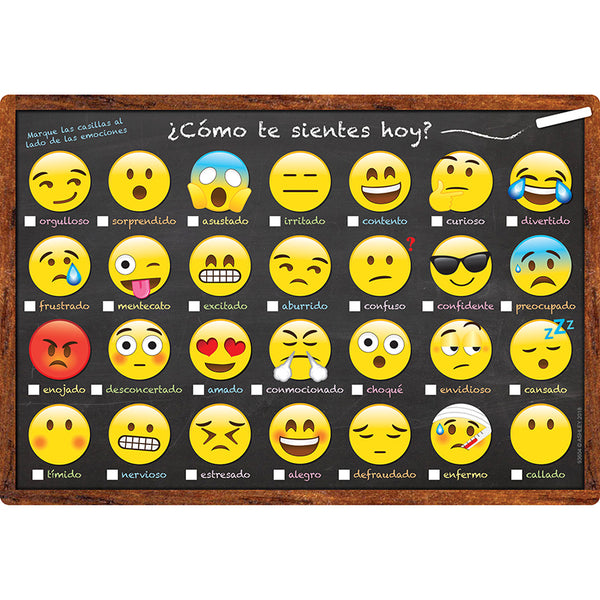 Smart Poly™ Spanish Chart, 13" x 19", Emoji, ¿Cómo te sientes hoy? (How Are You Feeling Today?)