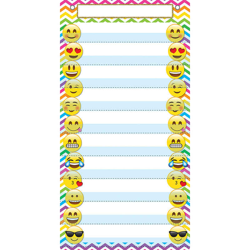 Smart Poly™ Pocket Chart, 13" x 25", 10 Pockets & 2 Grommets, Emoji