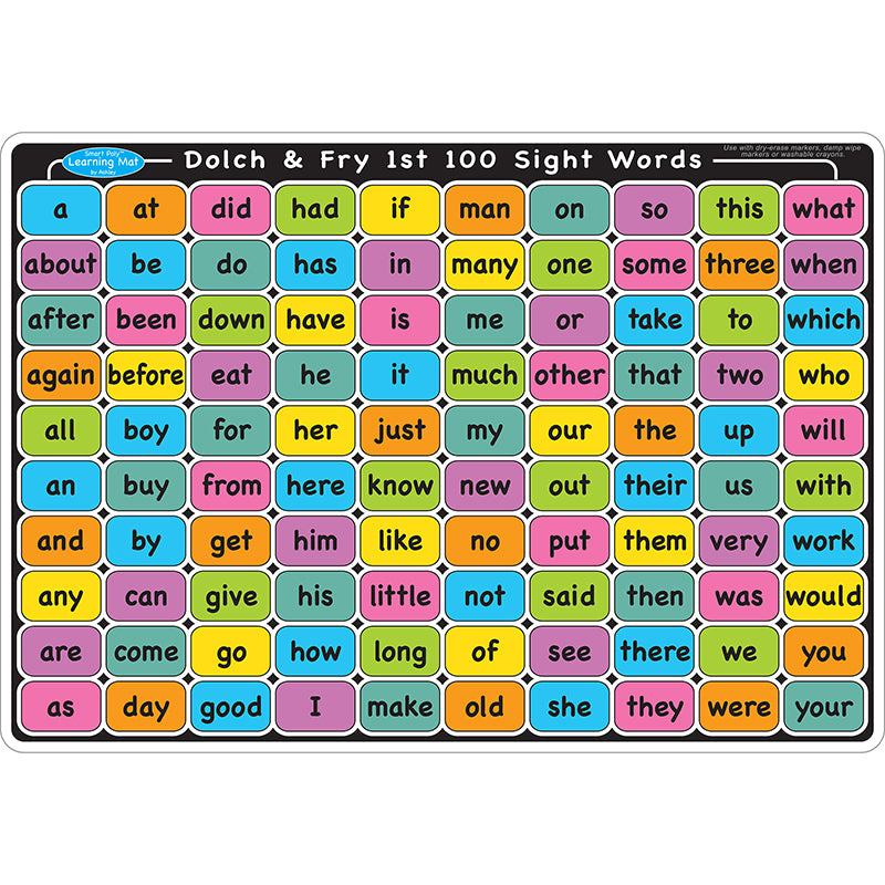 Smart Poly™ Learning Mat, 12" x 17", Double-Sided, Sight Words 1st & 2nd 100