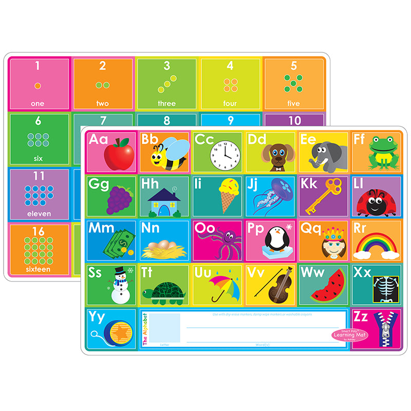 Smart Poly™ Learning Mat, 12" x 17", Double-Sided, ABC & Numbers 1-20