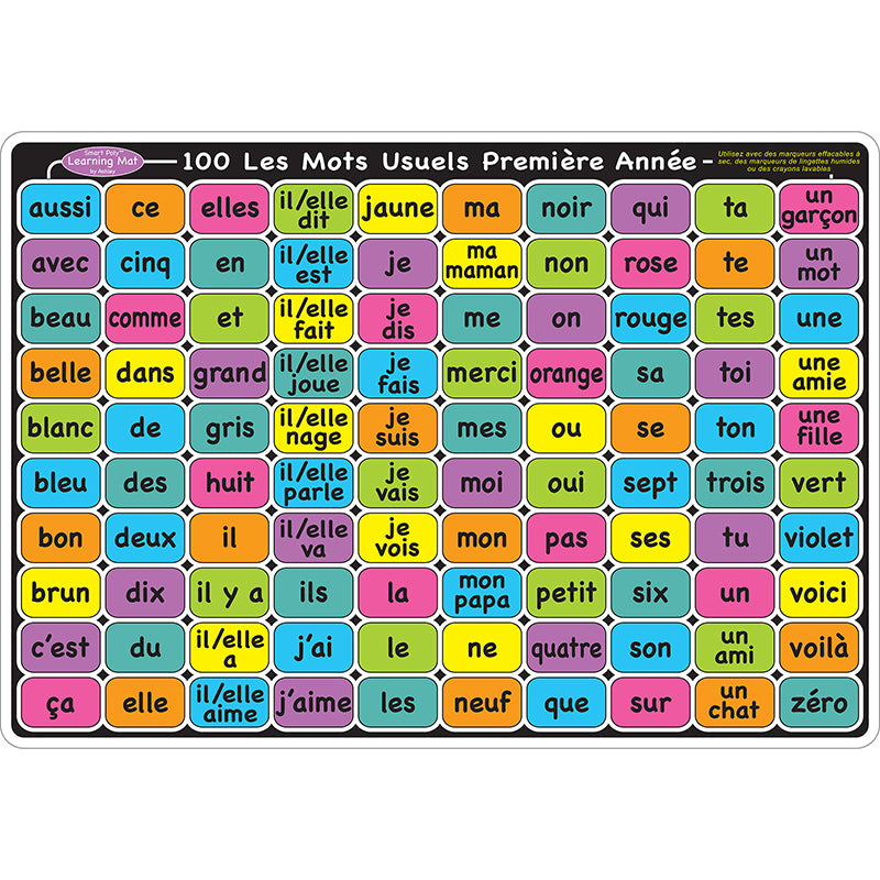 Smart Poly™ Learning Mat, 12" x 17", Double-Sided, French Sight Words 1st & 2nd Year